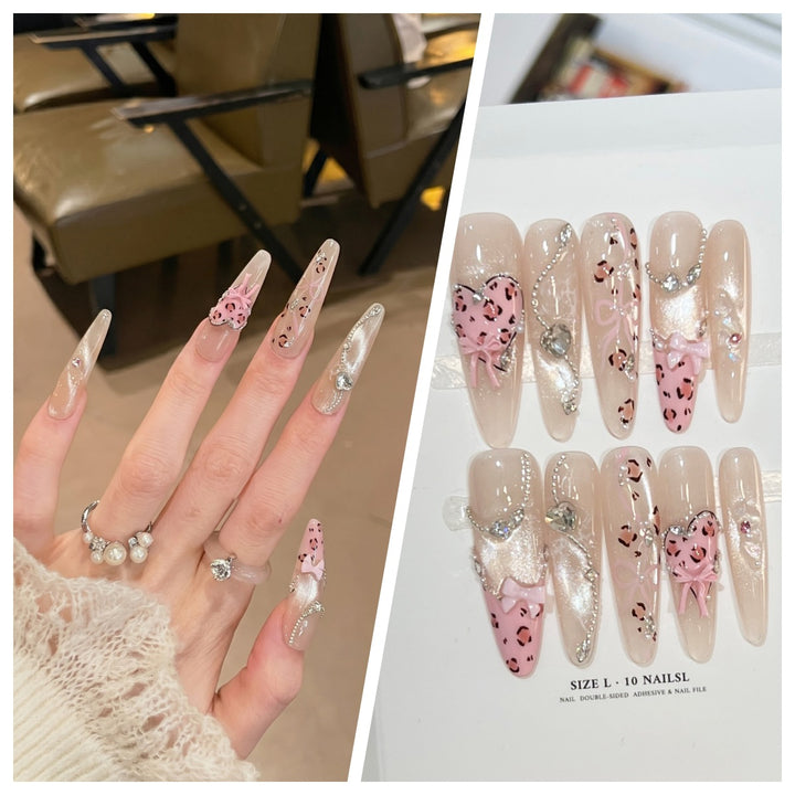 Artistic Stiletto Press-On Nail Set with Charming Patterns Kalsten