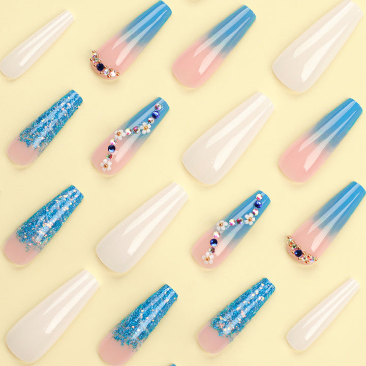 Artful nail extensions with floral ombre design Kalsten
