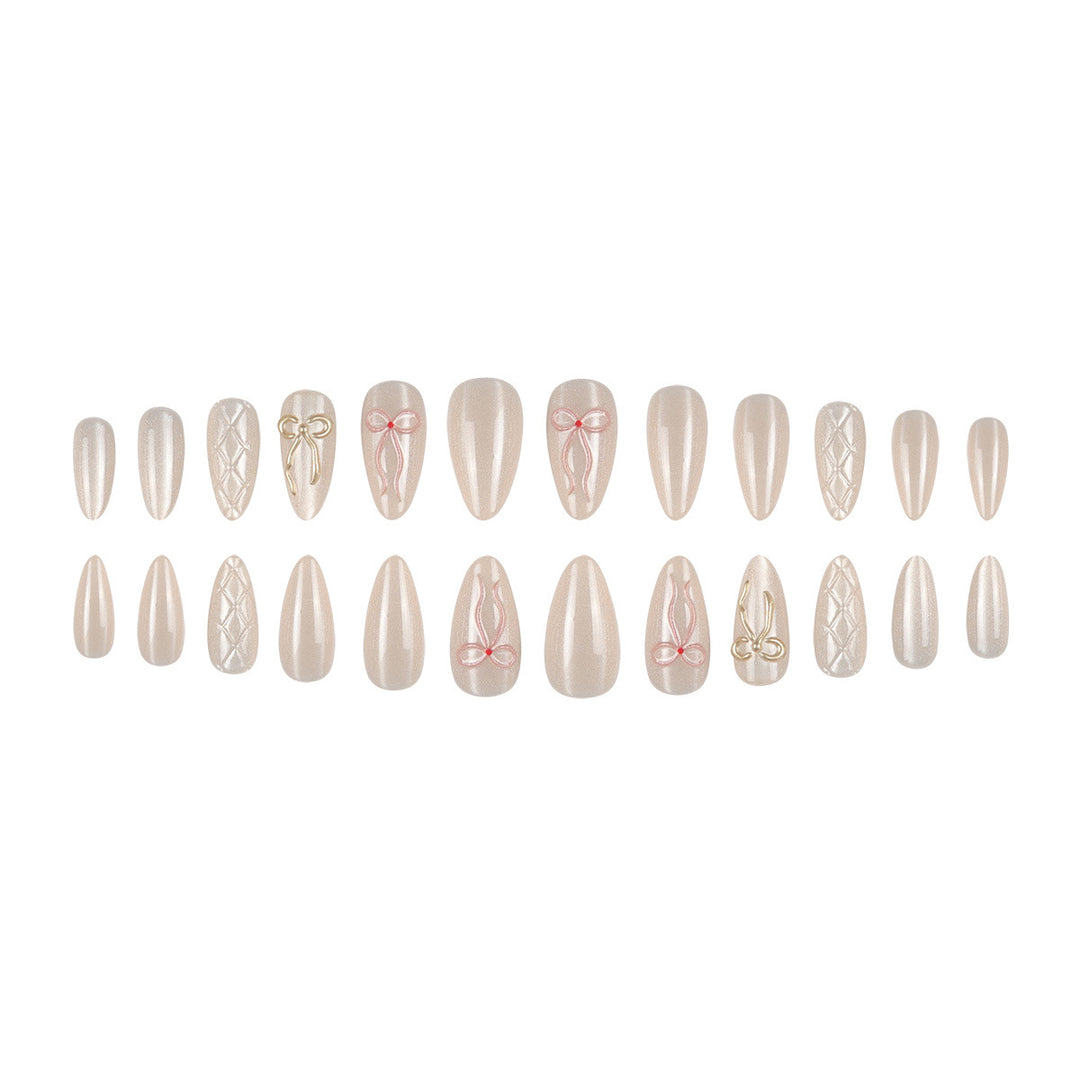 Elegant Stiletto Press-On Nails with Bow Accents Kalsten