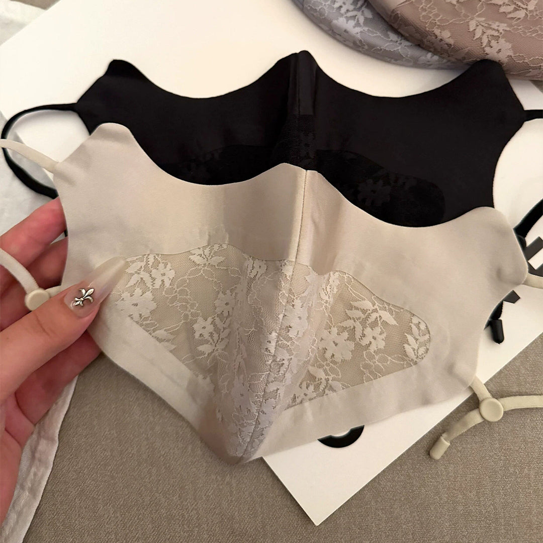 Lace-Panel Breathable Reusable Face Mask with Adjustable Ear Loops Kalsten