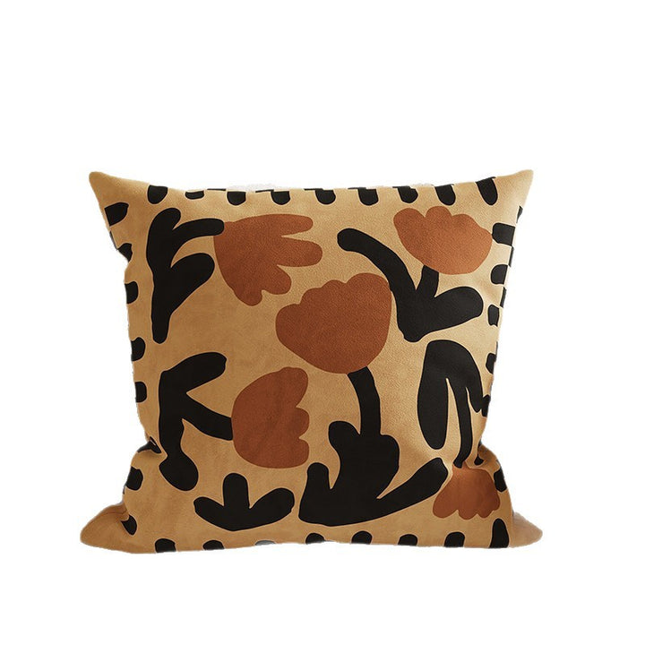 Velvet Bamboo Leaf Square Throw Pillow Cover with Hidden Zipper