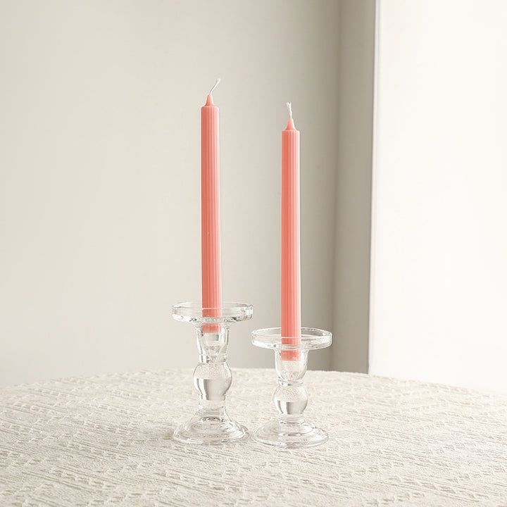 Crystal Glass Sculpted Stem Taper Candle Holders