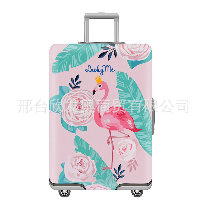 Unisex nan elastic motif suitcase cover made of stretchable polyester with handle and wheel openings Kalsten