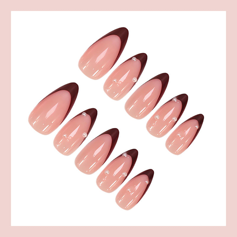 Acrylic nail set with elegant French tip and glamorous accents Kalsten
