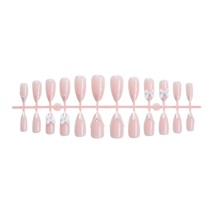 Artificial nail set with elegant bows and pearls Kalsten