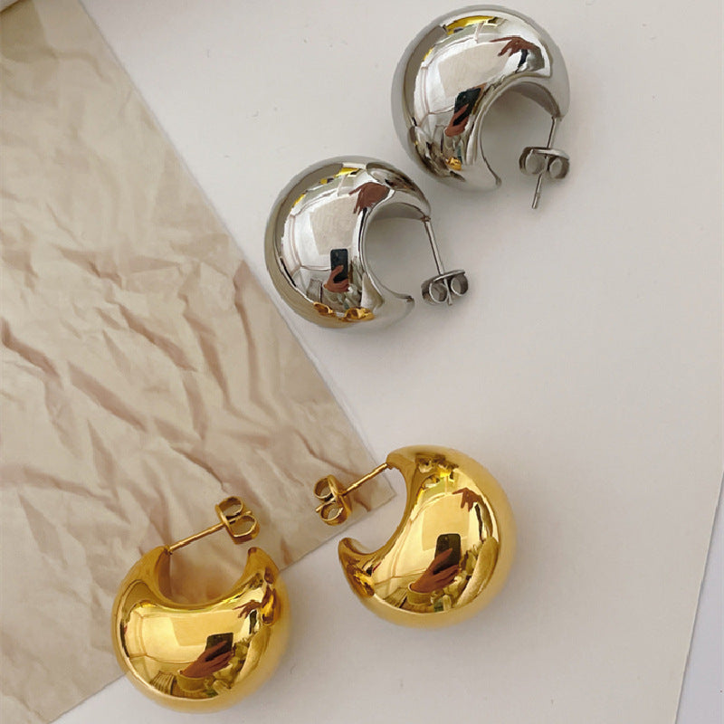 Shiny stainless steel stud earrings Kalsten