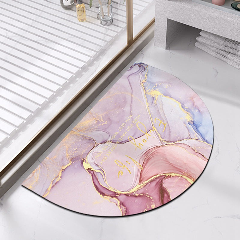 Half-Moon Marble-Pattern Bath Mat