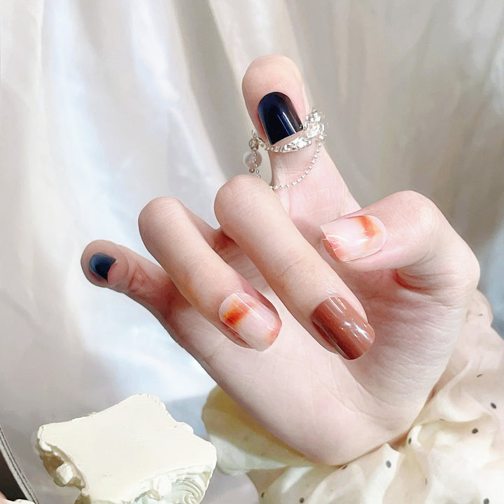 Elegant Press-On Nail Set with Abstract Designs