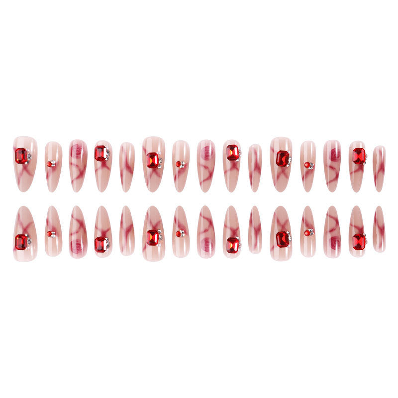 Decorative Almond-Shaped Press-On Nails