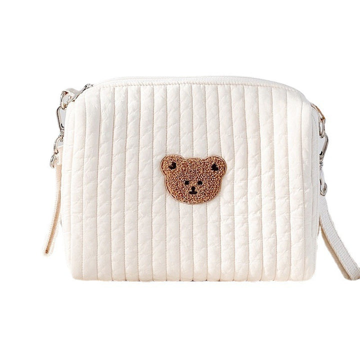 Quilted Insulated Changing Crossbody Bag with Teddy Applique