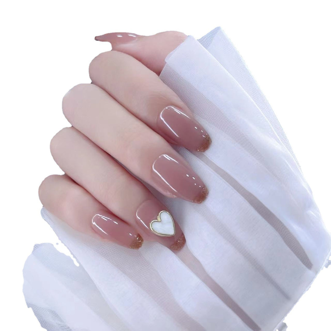 Decorative Press-On Nail Set with Heart Design Kalsten
