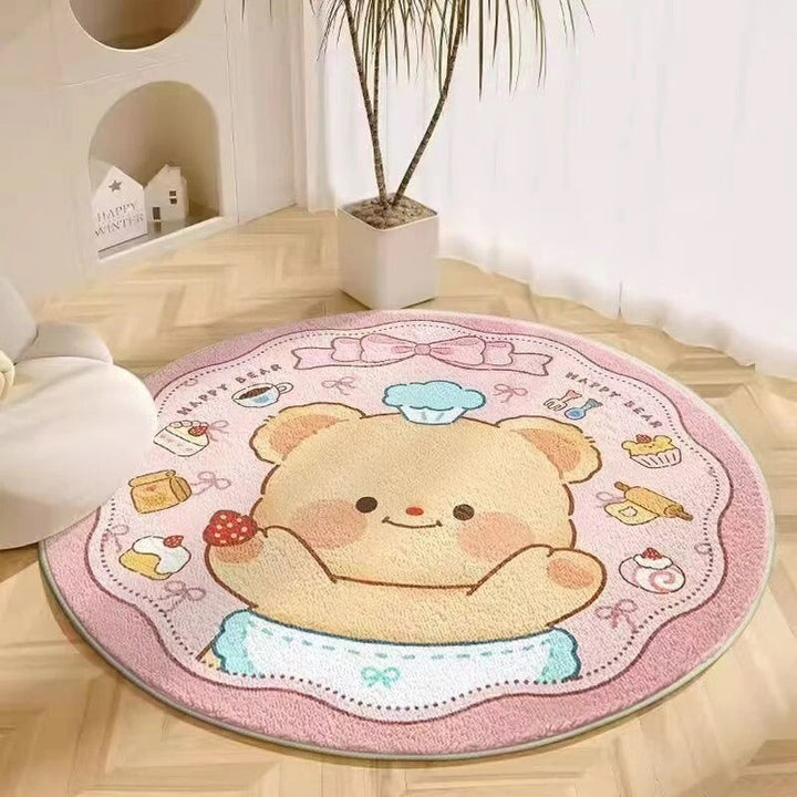Cute Bear-Themed Round Area Rug