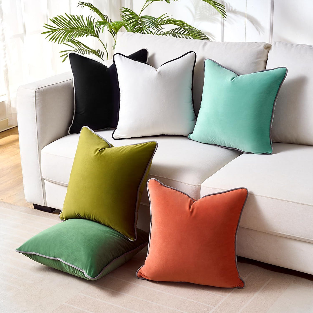 Luxury Velvet Throw Cushion with Contrast Piping