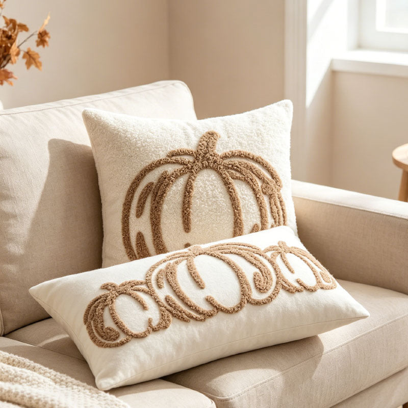 Decorative Tufted Pumpkin Throw Pillow Cover