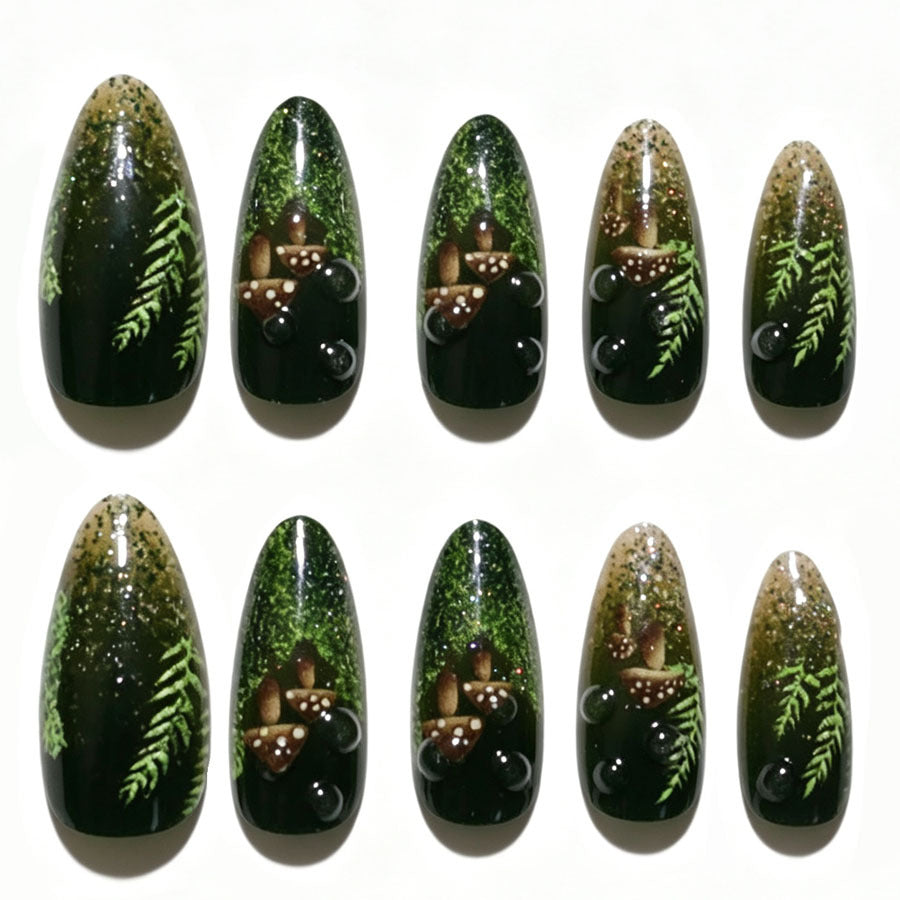 Artistic Forest-Inspired Press-On Nail Set Kalsten