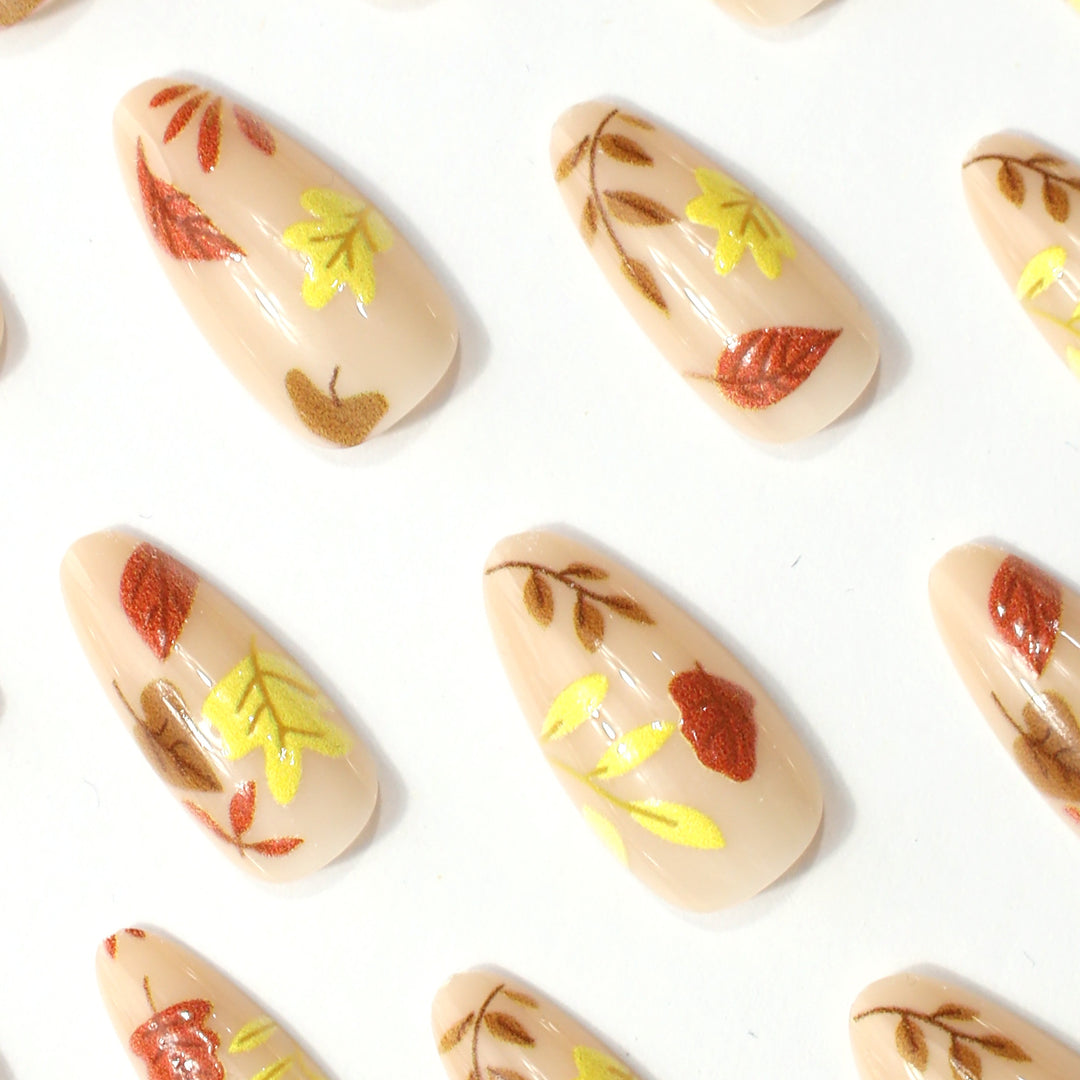 Autumn-Themed Decorative Press-On Nail Enhancements Kalsten