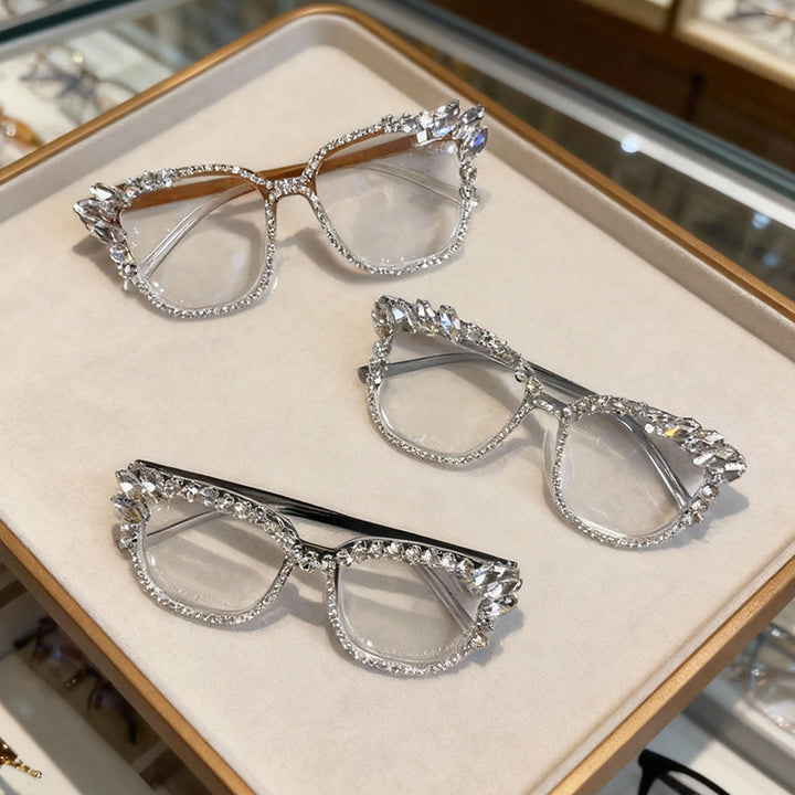 Glamorous Rhinestone-Embellished Cat-Eye Sunglasses Kalsten