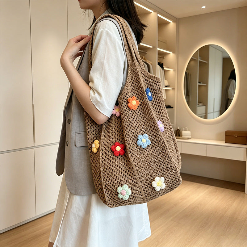 Floral Patterned Crochet Tote Bag Kalsten
