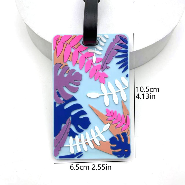 silicone tropical leaf luggage tag with embossed layered design Kalsten