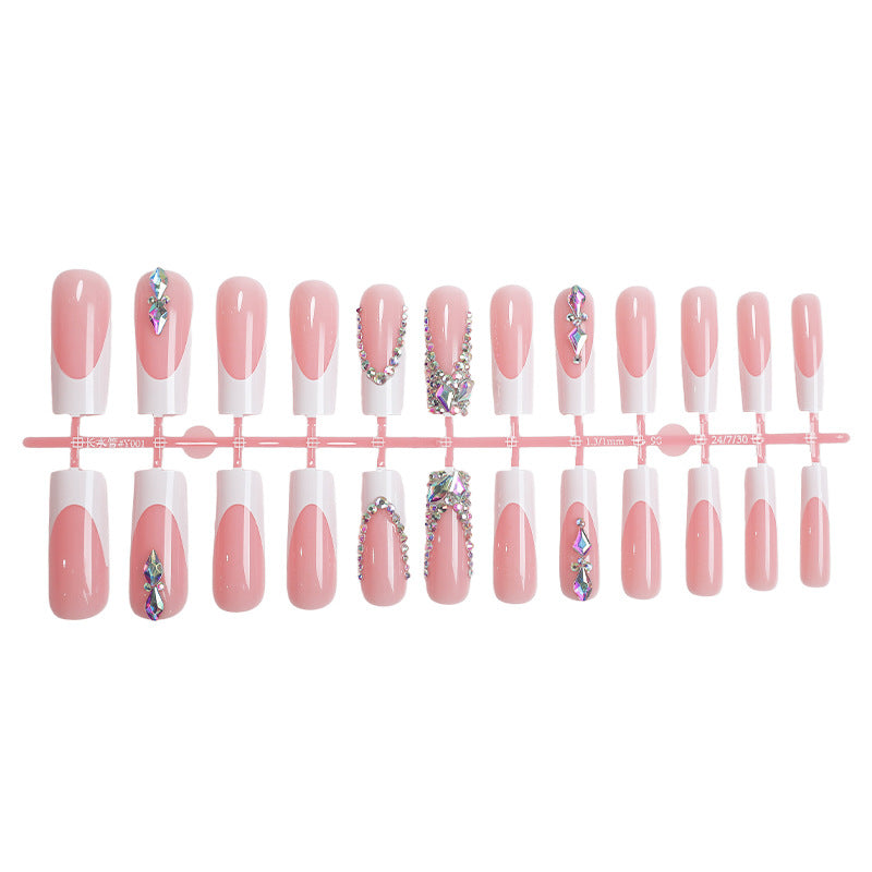 Decorative Press-On Nail Set with Gemstone Accents kalsten