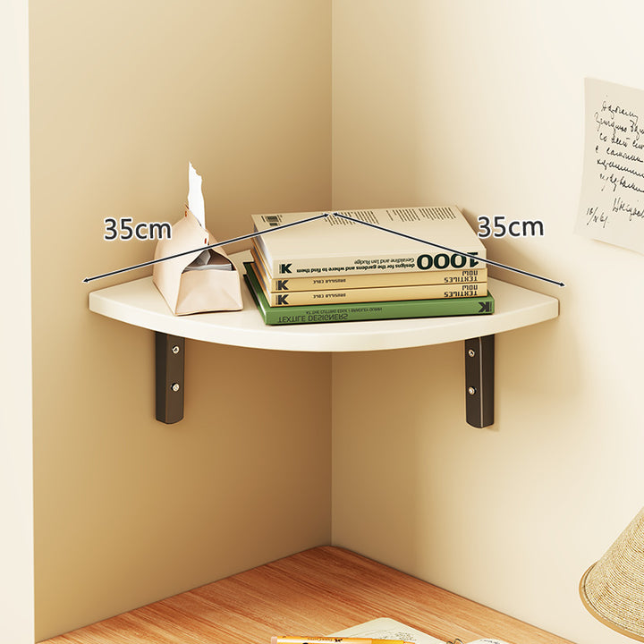 Solid Wood Corner Shelf with Metal Support Brackets