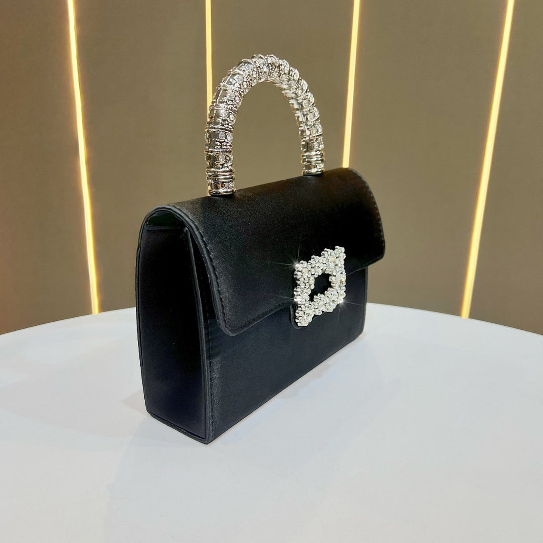 Elegant Rhinestone-Studded Handheld Evening Purse