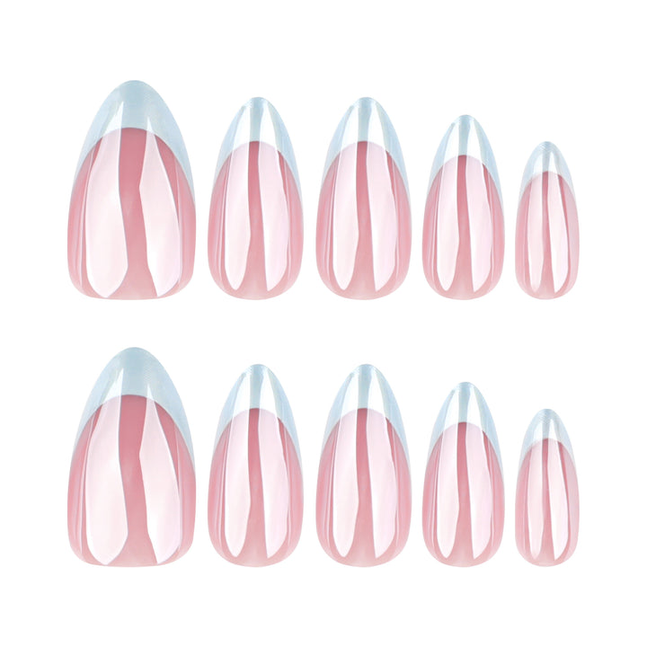 Elegant stiletto nails with high-gloss French tip design Kalsten
