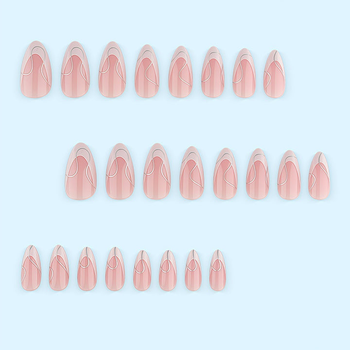 Artificial nails with elegant French design and curved accents Kalsten