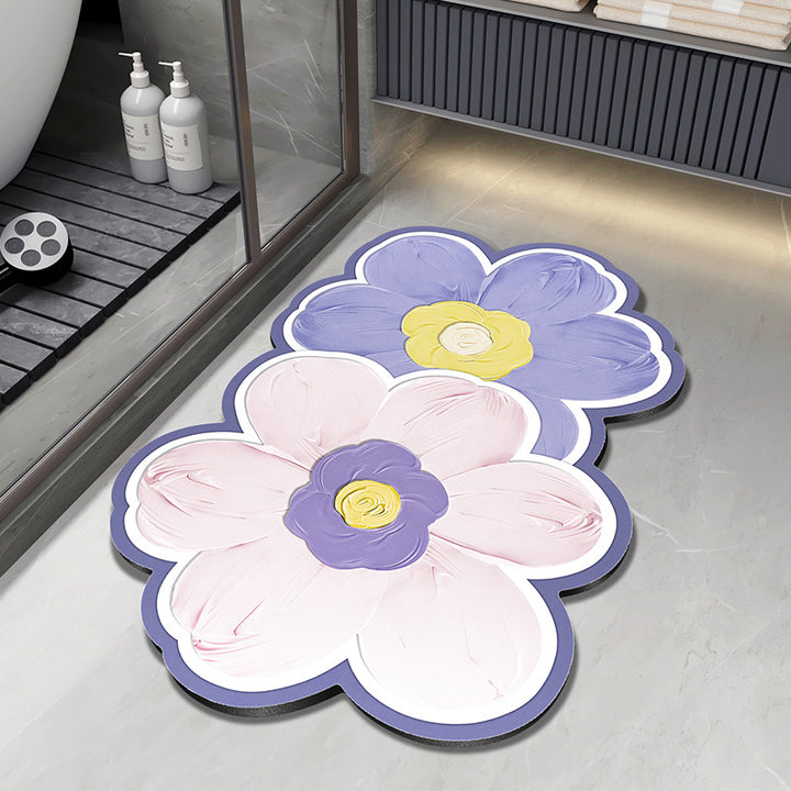 Floral Design Plush Bath Mat Kalsten