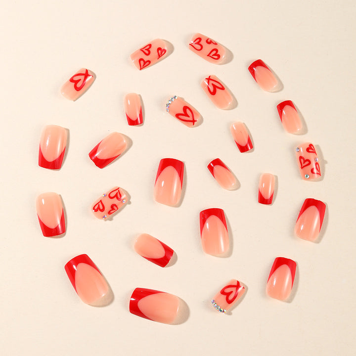 Decorative Heart-Inspired Acrylic Nail Art Extensions Kalsten