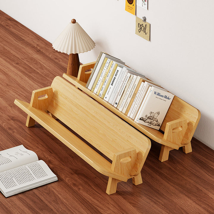 Angled Bamboo Desktop Book and Magazine Rack with Non-Slip Rods