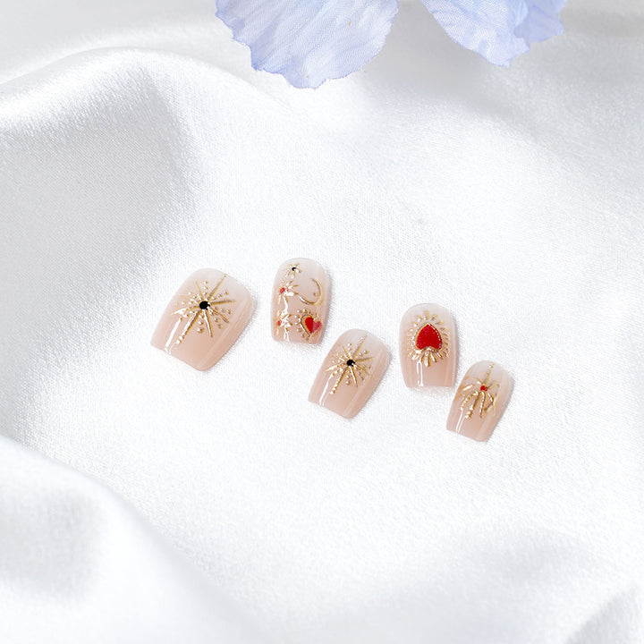 Artistic Press-On Nail Set with 3D Accents Kalsten