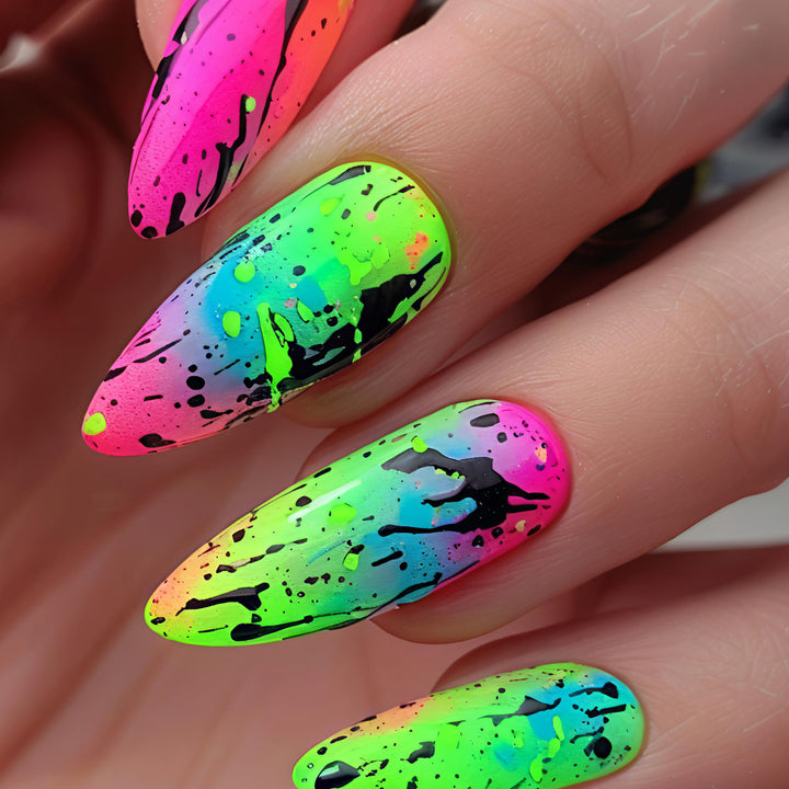 Artistic Neon Splash Nail Art Kalsten