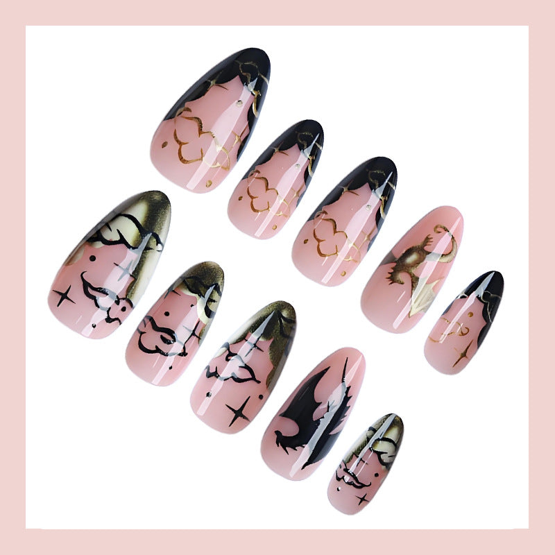 Acrylic nail set with glamorous Halloween designs Kalsten