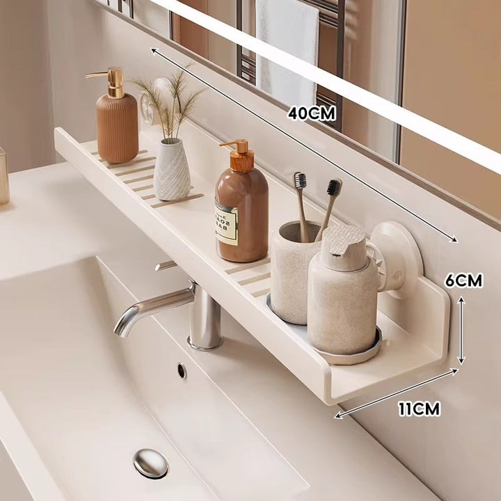Slim Ventilated Suction-Mounted Bathroom Vanity Shelf
