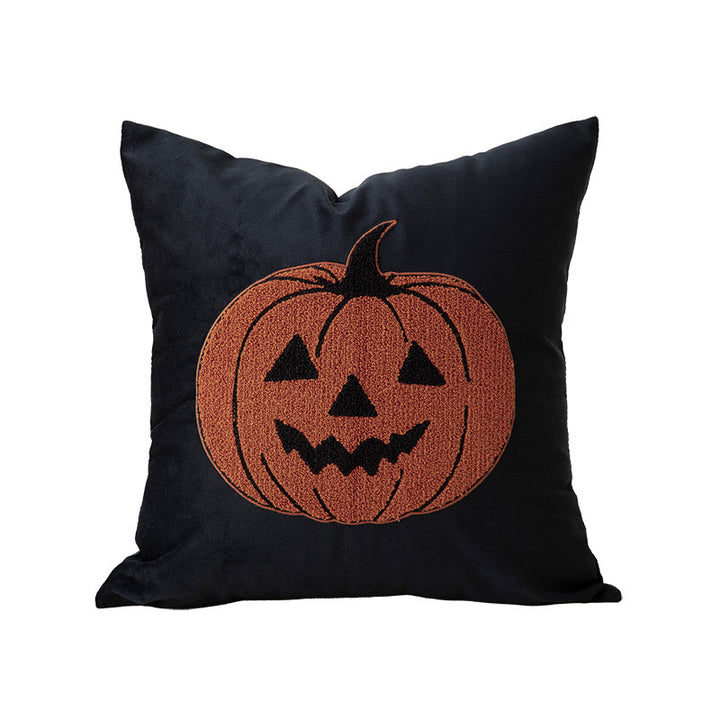 Square Decorative Pillow with Embroidered Halloween Ghost and Boucle Surface Kalsten