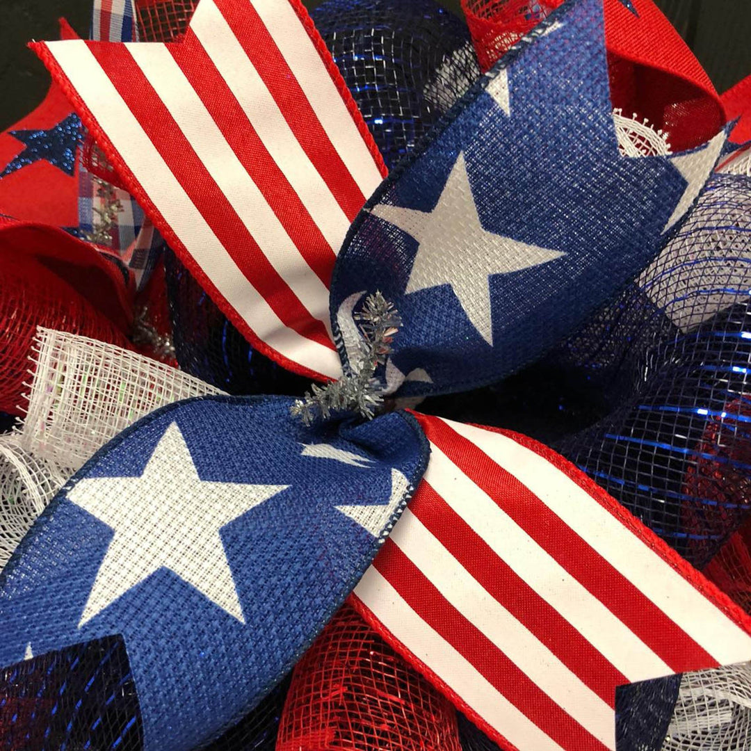 Unisex nan patriotic burlap starburst wreath with layered mesh petals and jute rosette center Kalsten