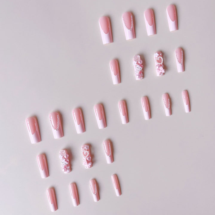Acrylic nail set with playful 3D accents and pearl details Kalsten