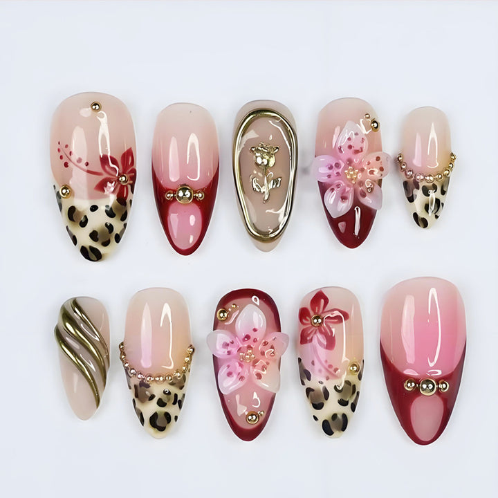 Nail art set with elegant floral and animal accents Kalsten