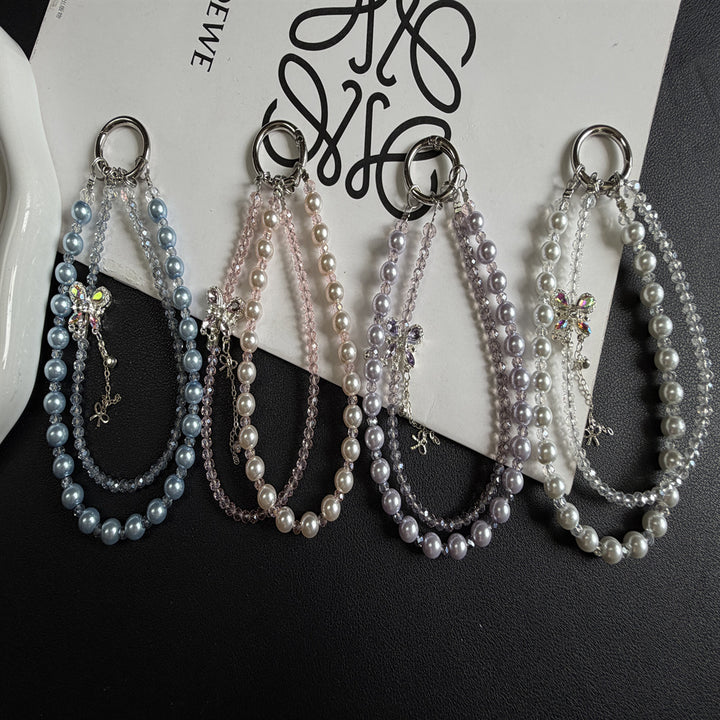 Elegant Pearl and Crystal Charm Phone Lanyard Kalsten