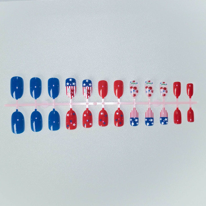 Patriotic Cherry-Themed Nail Art Set