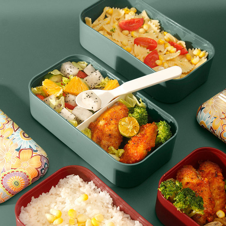 Vibrant Dual-Layered Bento Lunch Box with Secure Strap