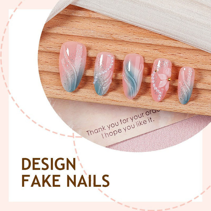 Artificial nail set with floral design and delicate accents Kalsten