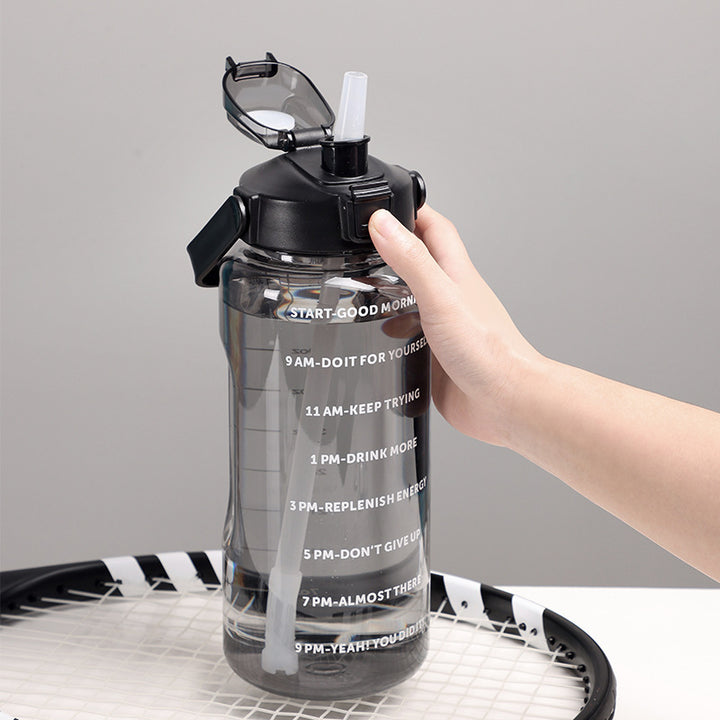 Women's motivation water bottle with integrated time markings and ergonomic design Kalsten