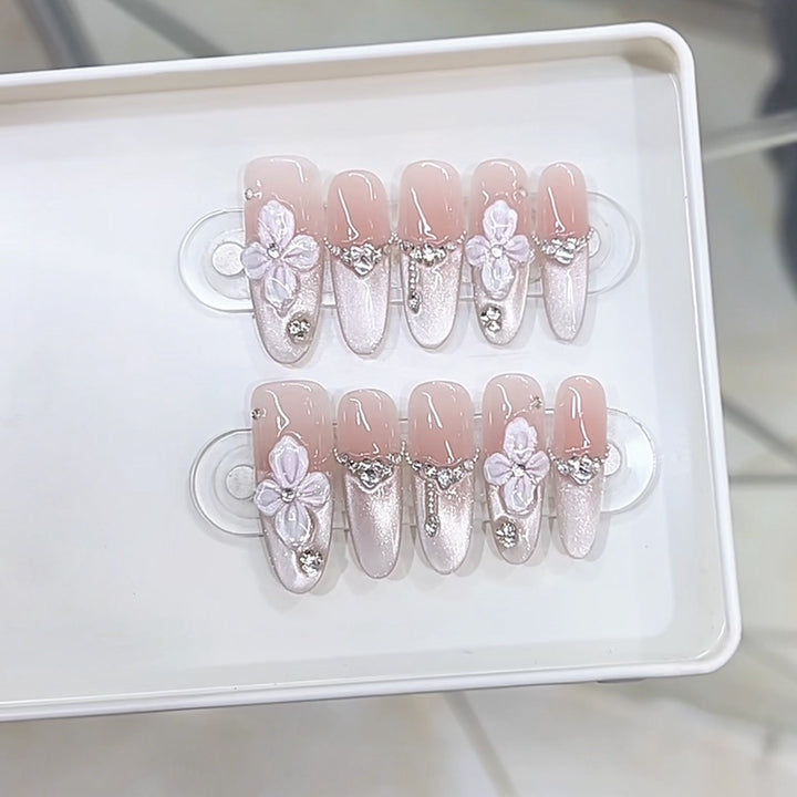 Premium Floral-Decorated Press-On Nail Set Kalsten