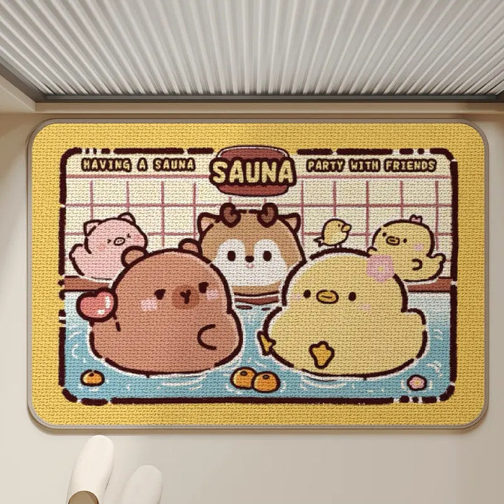 Cartoon-Themed Sauna Bath Mat