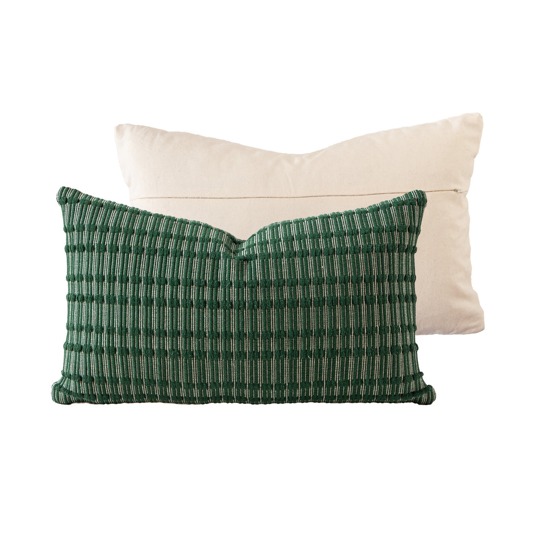 Luxurious rectangular decorative cushion set with handwoven relief texture and concealed zipper