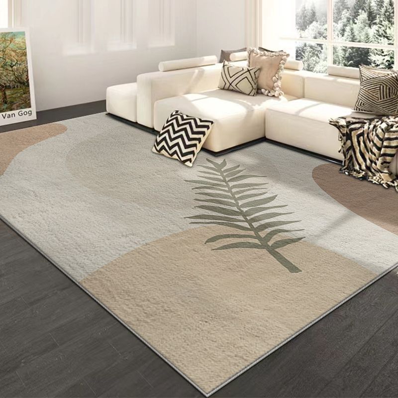 Textured Leaf Print Area Rug