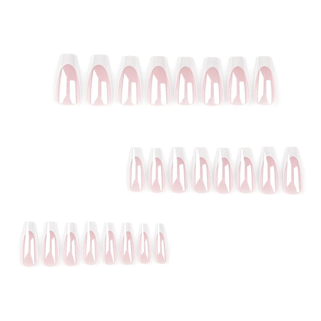 Elegant Nail Extensions with High Gloss Finish and Precise French Tip Kalsten