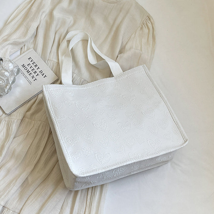 Heart-Embroidered Utility Tote
